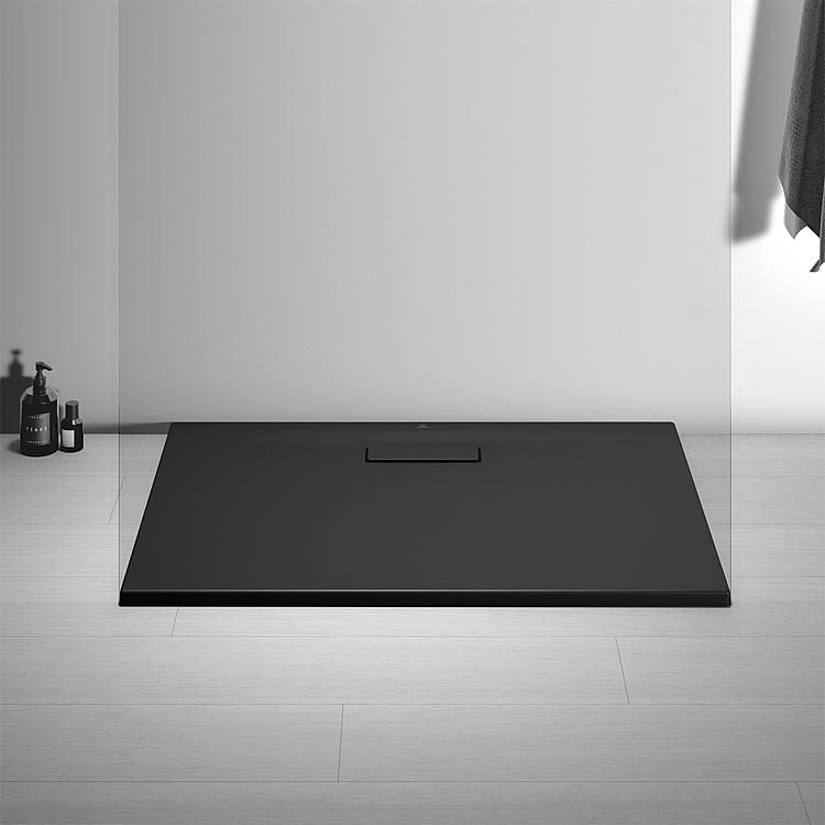 Duschwanne Heltra Flat New, Rechteck, schwarz