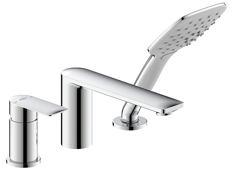 3-Loch Wannenrandmischer-Set Helnomoro