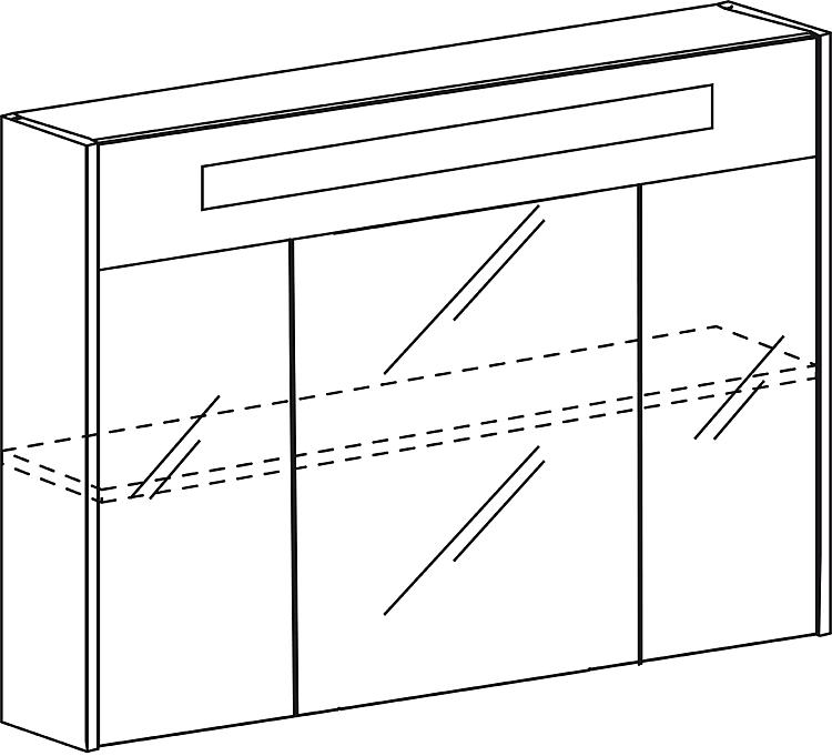 Spiegelschrank mit beleuchteter LED-Zierblende, 1200 mm Breite