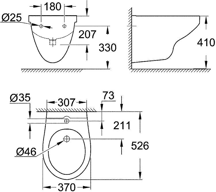 Grohe Wandbidet Bau Keramik