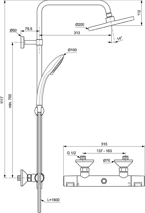 Brause-System Heldeal mit Thermostat Helceratherm 25