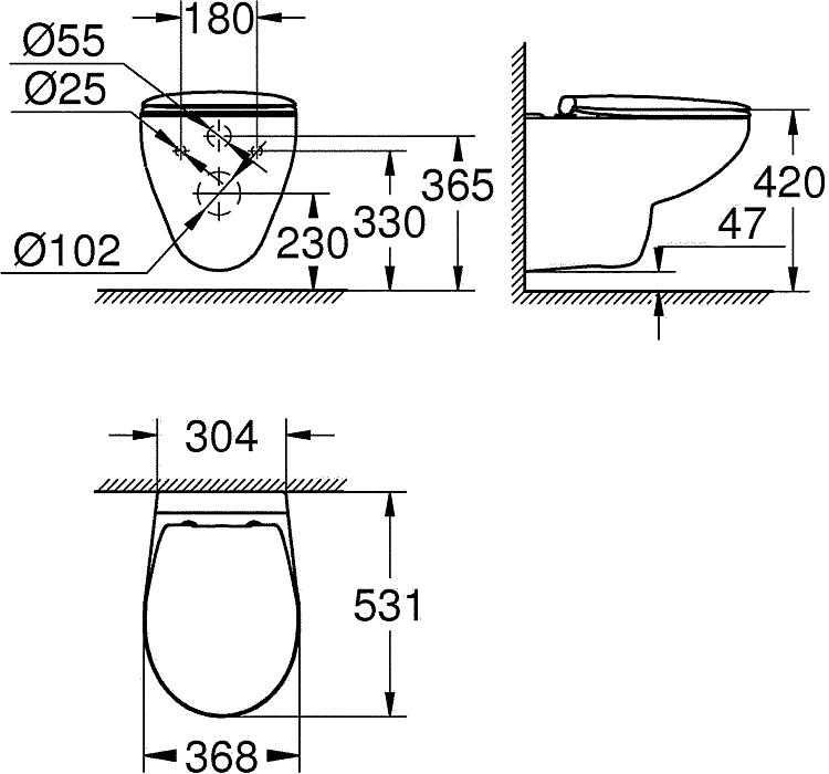 Grohe Combi-Pack Bau Keramik spülrandlos, softclose