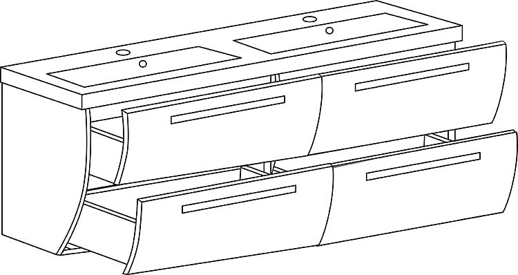 Waschtischunterschrank Helenna, 1200 mm Breite