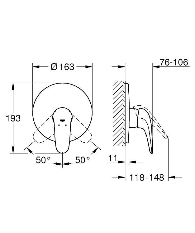 Grohe UP-Brausemischer Eurostyle, geschlossener Hebel