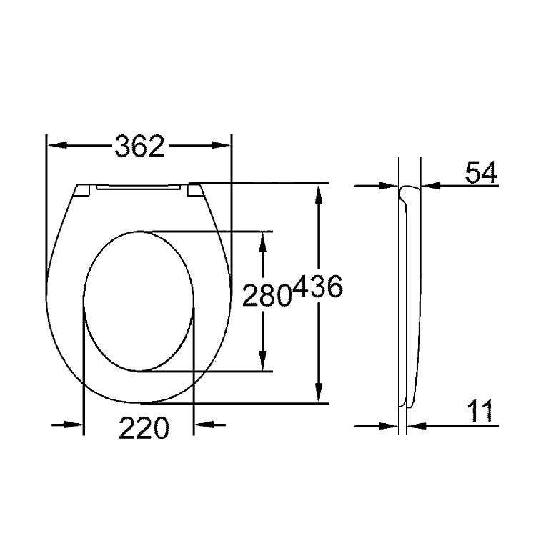 Grohe WC-Sitz Bau, Standard weiß Edelstahlscharniere
