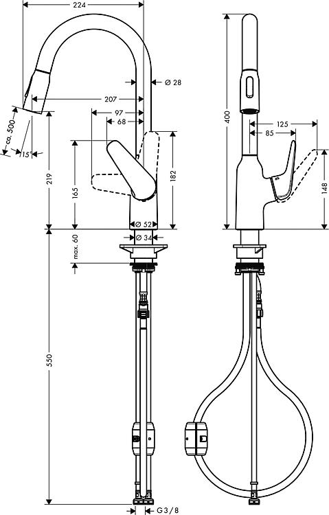 Hansgrohe Spültischmischer Focus 220 M42, mit herausziehbarer Geschirrbrause