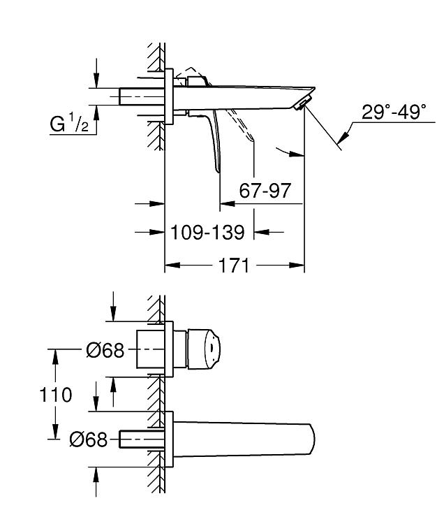 Grohe Wand-Waschtischmischer Eurosmart