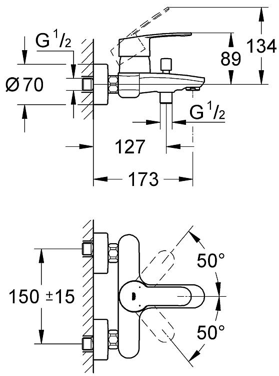 Grohe AP-Wannenmischer Eurostyle Cosmopolitan