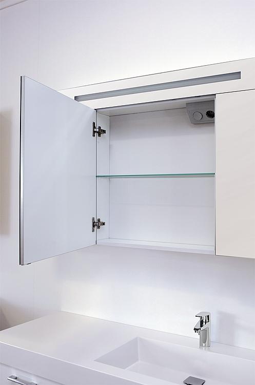 Spiegelschrank mit beleuchteter LED-Zierblende, 1050 mm Breite