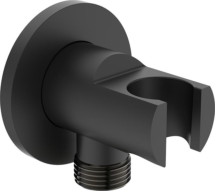 Wandanschlussbogen mit Brausehalter Heldeal, schwarz